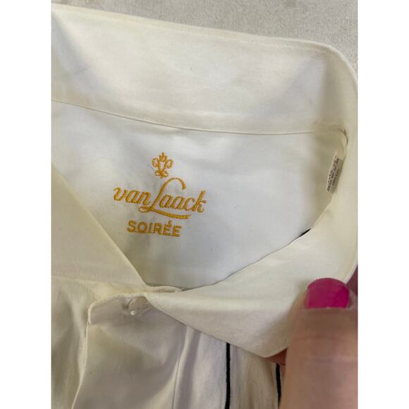 Vintage Van Laack Soire White Long Sleeve Button Up Embroidered Men Shirt 16/41 - Picture 5 of 10